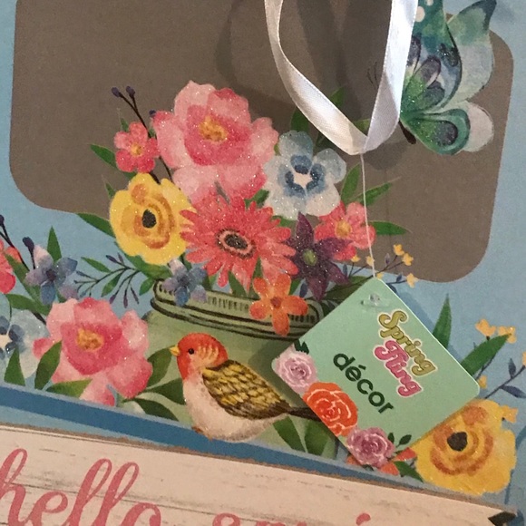 Hello Spring Blue Pick Truck MDF Hanging Wall Sign - Picture 12 of 13